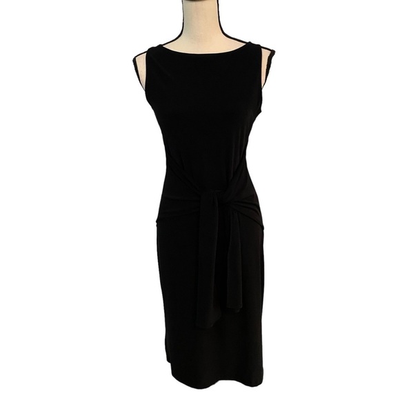 Norma Kamali Tie Waist Little Black Dress Size Medium Cocktail Revolve Jersey - Picture 3 of 15